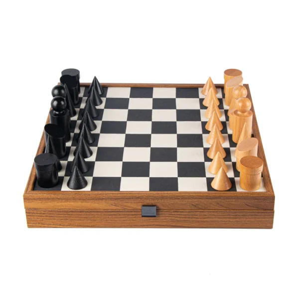 Igra // Šah – „Wooden Chess Sets“ // „Bauhaus style (Medium) – Black& White Chess set“