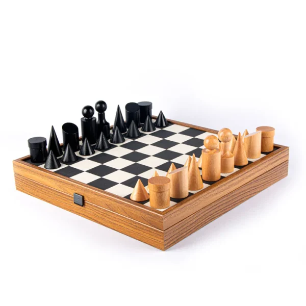 Igra // Šah – „Wooden Chess Sets“ // „Bauhaus style (Medium) – Black& White Chess set“ - Image 2